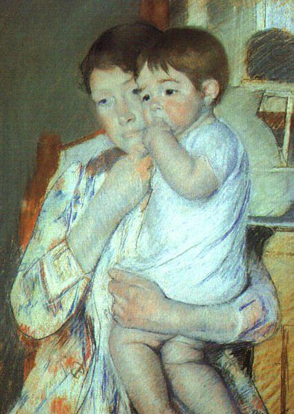 Mother and Child against a Green Background, Mary Cassatt